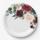 Navy Blue Burgundy Blush Pink Botanical Wedding