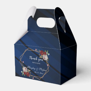 Navy Blue Burgundy Blush Pink Floral Wedding Favour Box