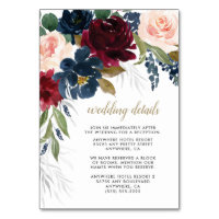 Navy Blue Burgundy Blush Wedding Enclosure Cards