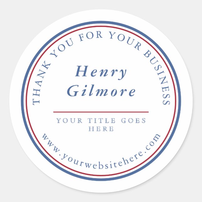 Navy Blue Burgundy Classic Round Sticker (Front)