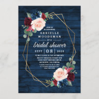 Navy Blue Burgundy Gold Blush Pink Bridal Shower