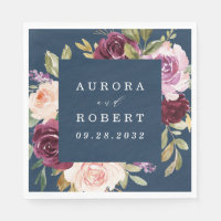 Navy Blue Burgundy Gold Blush Pink Floral Wedding