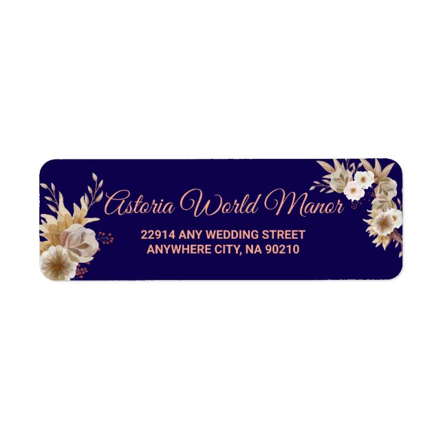 Navy Blue Burgundy Gold Blush Wedding address labe (Front)
