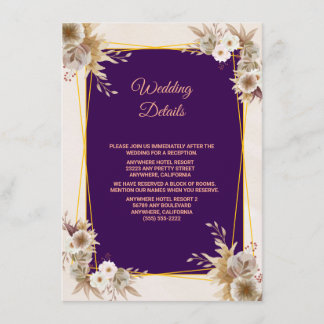 Navy Blue Burgundy Gold BlushWedding Enclosure Card