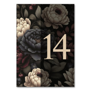 Navy Blue & Burgundy Moody Floral Table 14 Number
