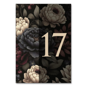 Navy Blue & Burgundy Moody Floral Table 17 Number