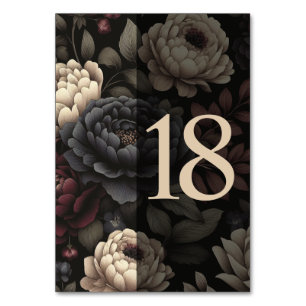 Navy Blue & Burgundy Moody Floral Table 18 Number