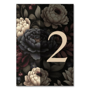 Navy Blue & Burgundy Moody Floral Table 2 Number
