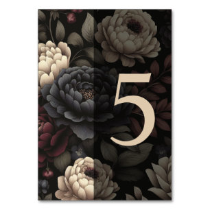Navy Blue & Burgundy Moody Floral Table 5 Number