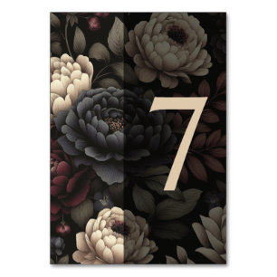 Navy Blue & Burgundy Moody Floral Table 7 Number