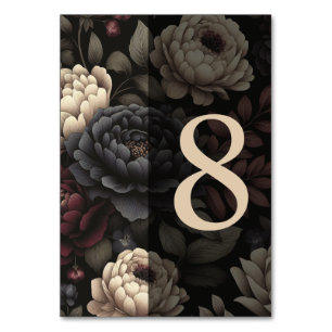 Navy Blue & Burgundy Moody Floral Table 8 Number