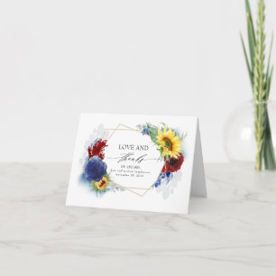 Navy Blue Burgundy Yellow Fall Wedding Thank You