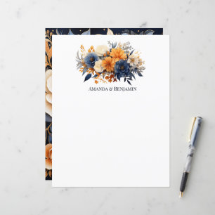 Navy Blue, Burnt Orange & Champagne Floral Wedding