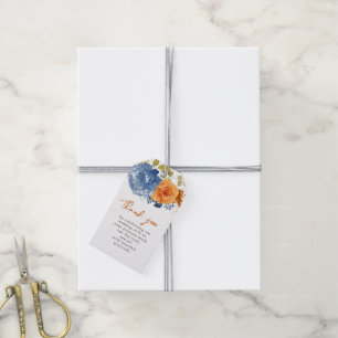 Navy Blue Burnt Orange Foral Fall Thank You  Gift Tags