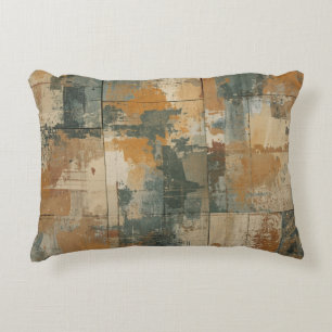 Navy Blue Burnt Orange Rustic Weathered Wood Decorative Cushion