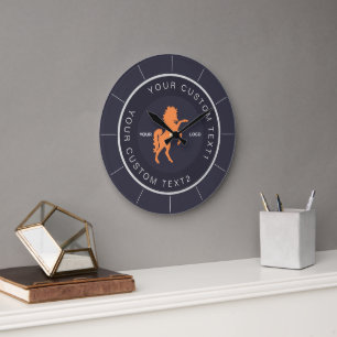 Navy blue Business logo Custom branded Large Clock