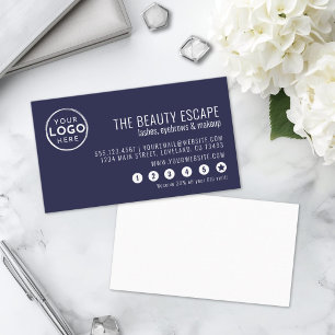 Navy Blue Business Logo Loyalty Card