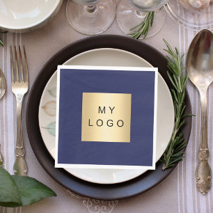 Navy blue business logo luncheon napkin