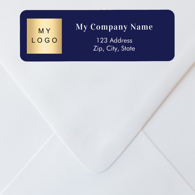 Navy blue business logo return address (Creator Uploaded)