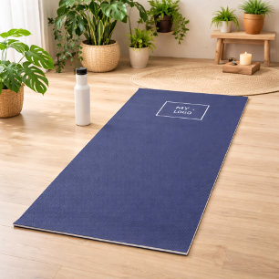 Navy blue business logo studio yoga mat