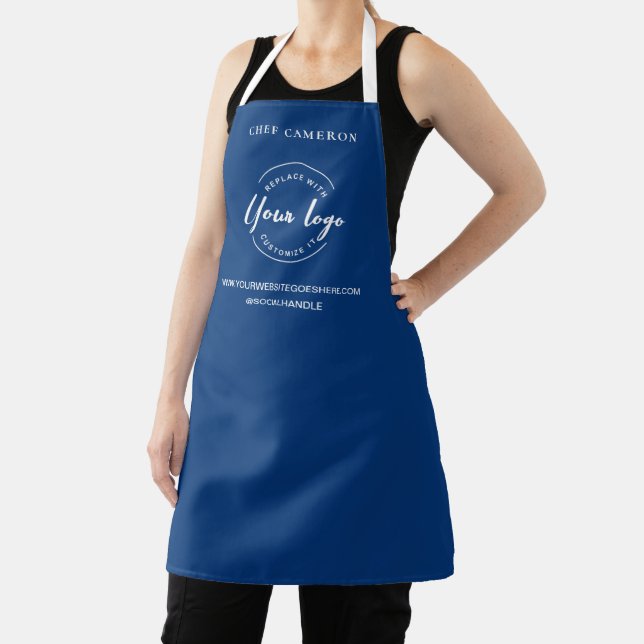 Navy blue Business Promotion Personalised Logo  Apron (Insitu)