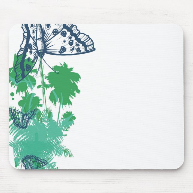 Navy Blue Butterfly Customisable Mouse Mat Pad (Front)