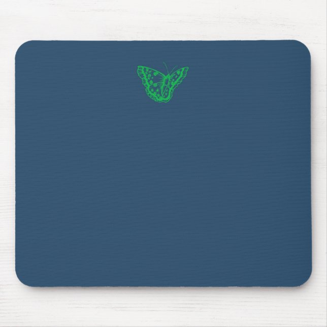 Navy Blue Butterfly Customisable Mouse Mat Pad (Front)