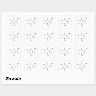 Navy Blue Caffeine Molecule Square Sticker