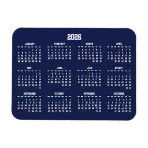 Navy Blue Calendar 2026 Flexible Magnet