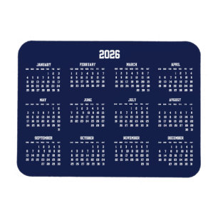 Navy Blue Calendar 2026 Flexible Magnet
