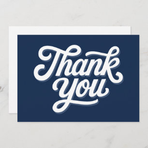 Navy Blue Calligraphy Bold Thank You Flat Card