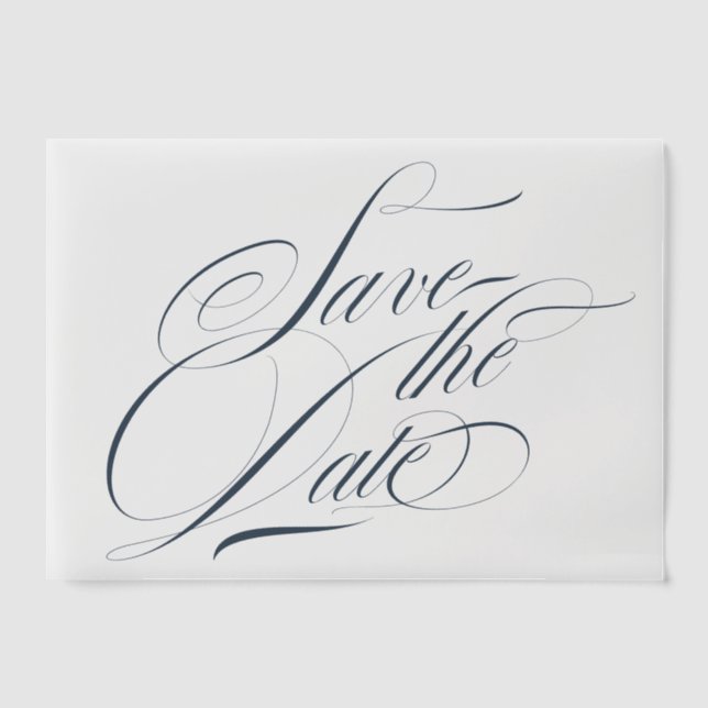 Navy Blue Calligraphy Photo Overlay Save The Date Vellum Invitations (Front)