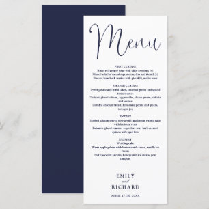 Navy Blue Calligraphy Script Wedding Menu