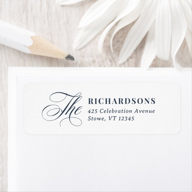 Navy Blue Calligraphy | Wedding Return Address (Insitu)
