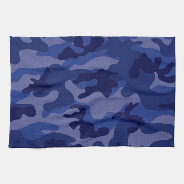 Navy Blue Camo, Camouflage Tea Towel (Horizontal)
