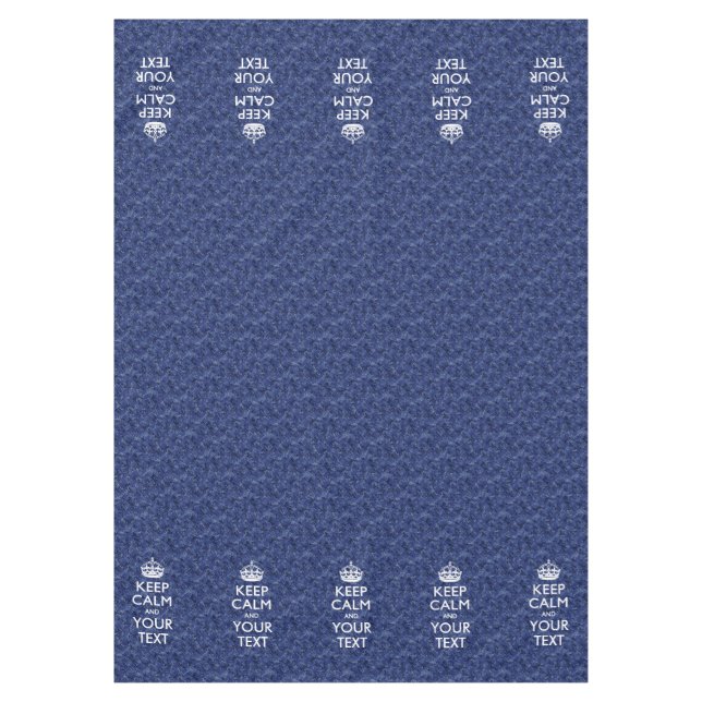 Navy Blue Camo Keep Calm And Your Text Tablecloth (Front)
