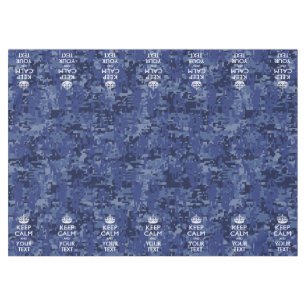 Navy Blue Camo Keep Calm And Your Text Tablecloth