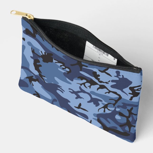 Navy Blue Camouflage, Military, Army Accessory Pouch (Open)