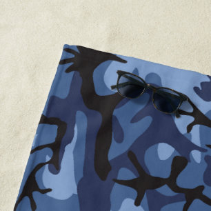 Navy Blue Camouflage, Military, Army Beach Towel
