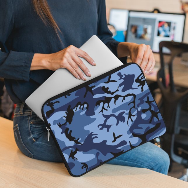 Navy Blue Camouflage, Military, Army Laptop Sleeve (Creator Uploaded)