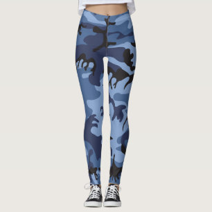 Navy Blue Camouflage, Military, Army Leggings