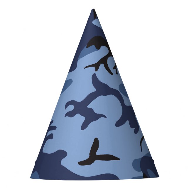 Navy Blue Camouflage, Military, Army Party Hat (Front)