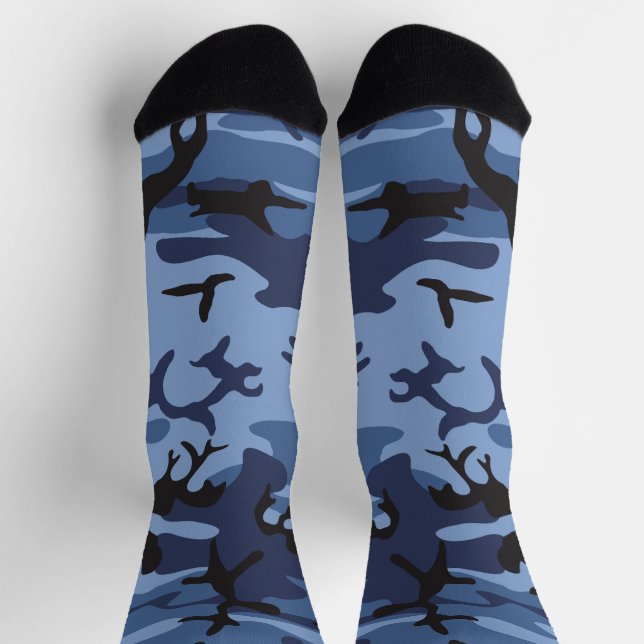 Navy Blue Camouflage, Military, Army Socks (Top)