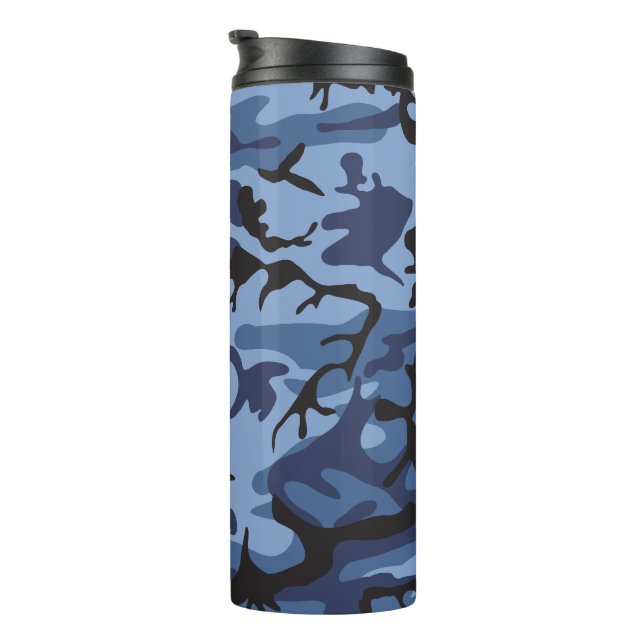 Navy Blue Camouflage, Military, Army Thermal Tumbler (Rotated Right)