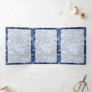 Navy Blue Camouflage, Military, Army Tri-Fold Card