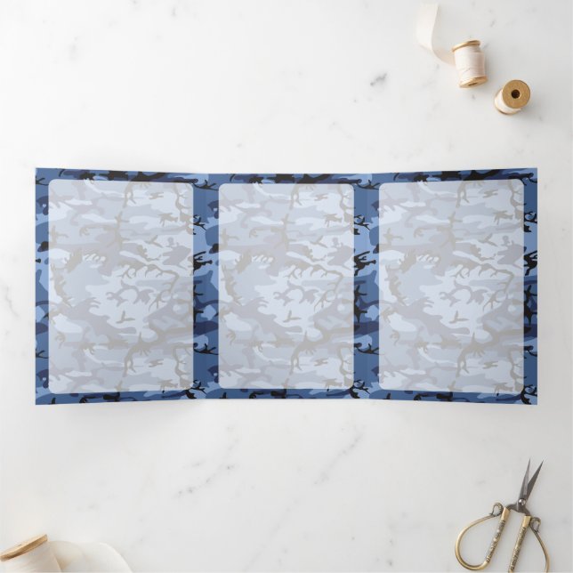 Navy Blue Camouflage, Military, Army Tri-Fold Card (Inside)