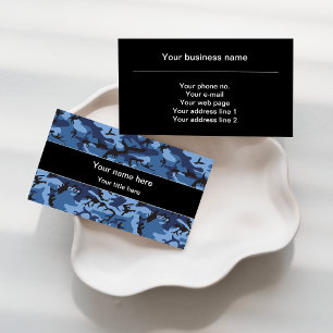 Navy Blue Camouflage, Military Pattern, Army Business Card