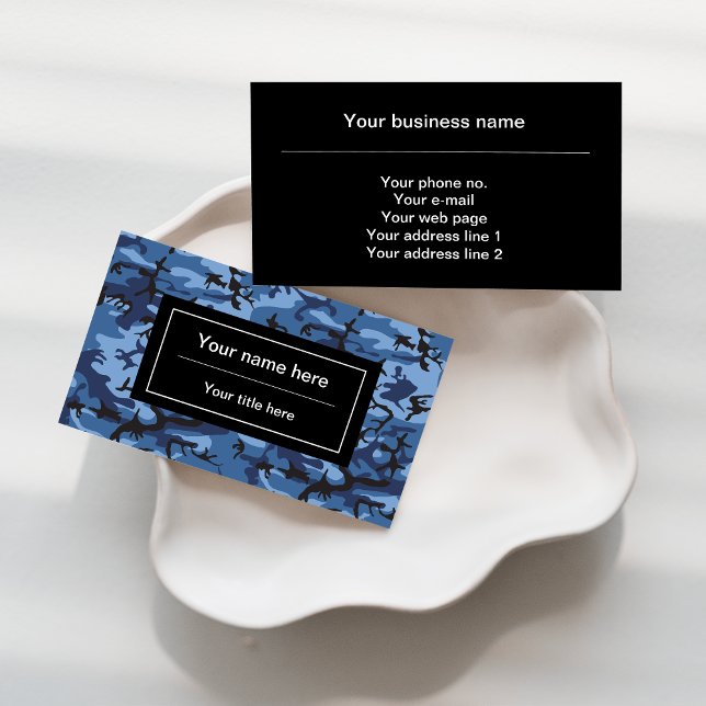 Navy Blue Camouflage, Military Pattern, Army Business Card (Creator Uploaded)