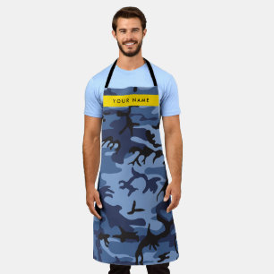Navy Blue Camouflage Your name Personalise Apron