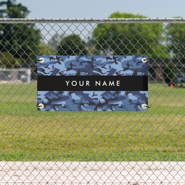 Navy Blue Camouflage Your name Personalise Banner (Insitu)